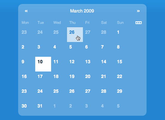 Monthly calendar navigation